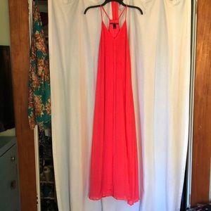 Hot pink pleated maxi